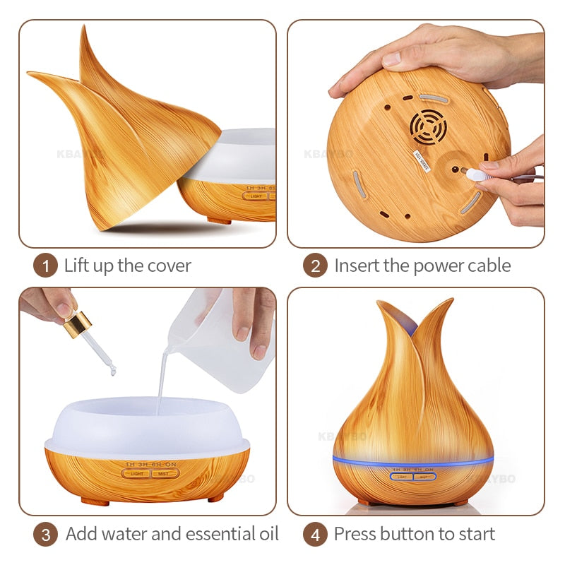 Aroma Essential Oil Diffuser Ultrasonic Air Humidifier with Wood Grain for Office or Home